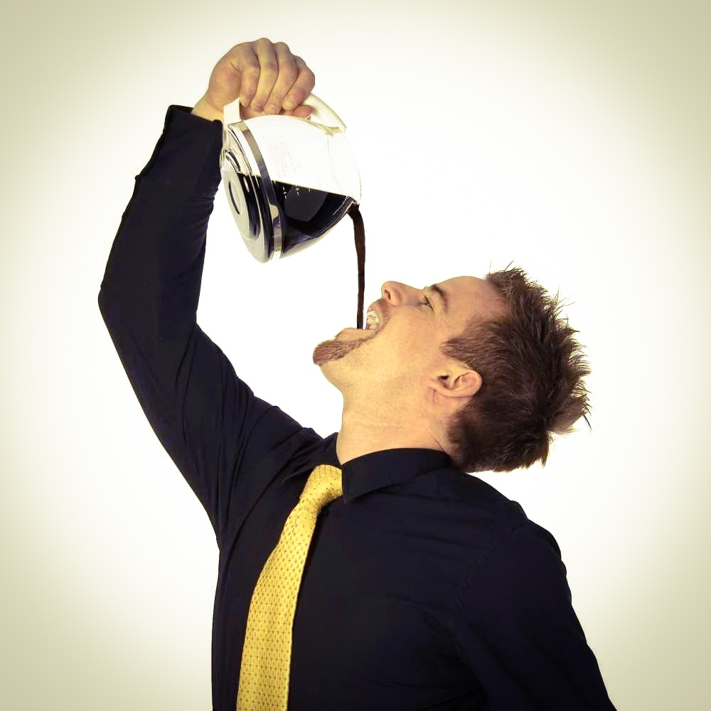 Man Drinking Coffee Right From The Pot